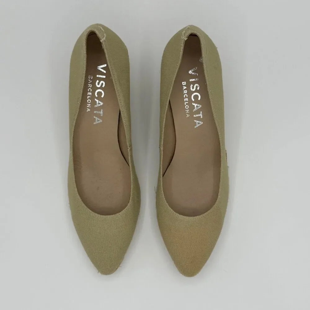 Viscata Barcelona Sand Roses Canvas Wedge Espadrilles Size EU 39 / US 8
